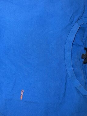 Carven Men’s Bright Blue Short-Sleeve Polo with Orange Logo